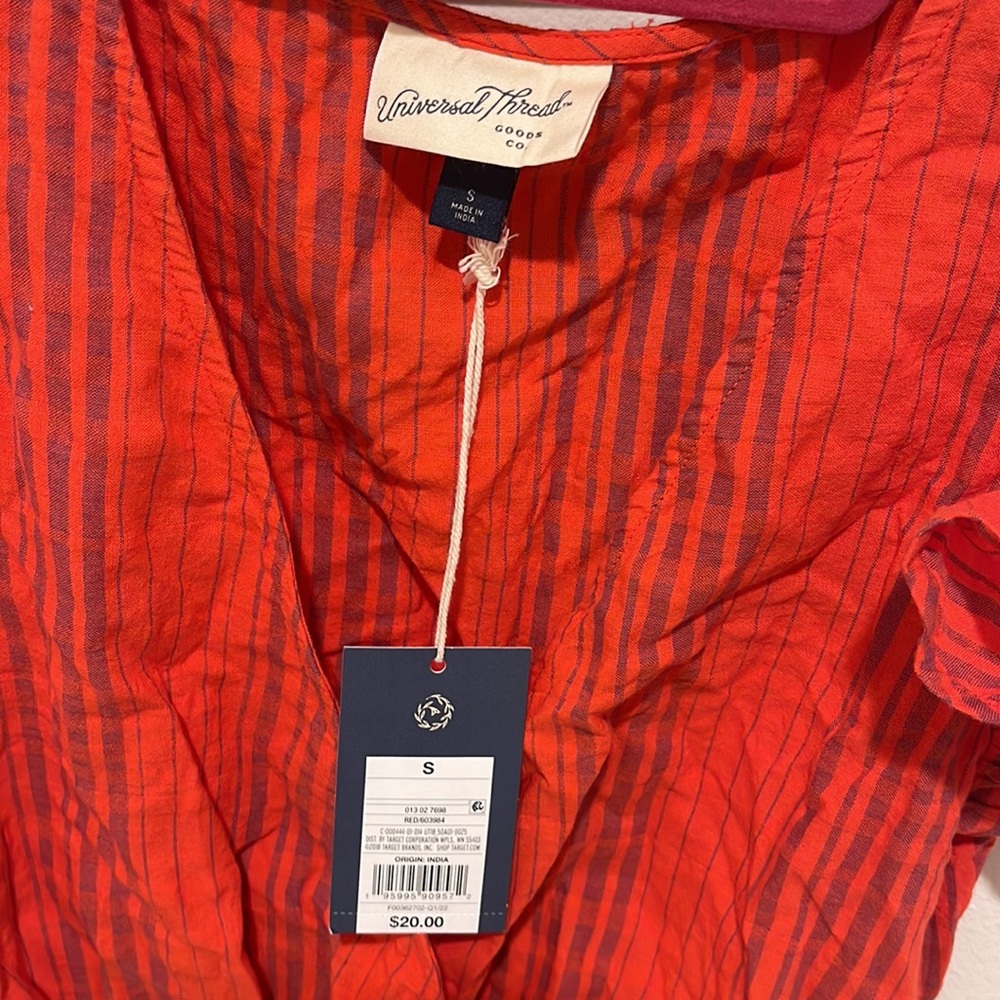 Women's Red Striped Ruffle Top - Picture 3 of 4